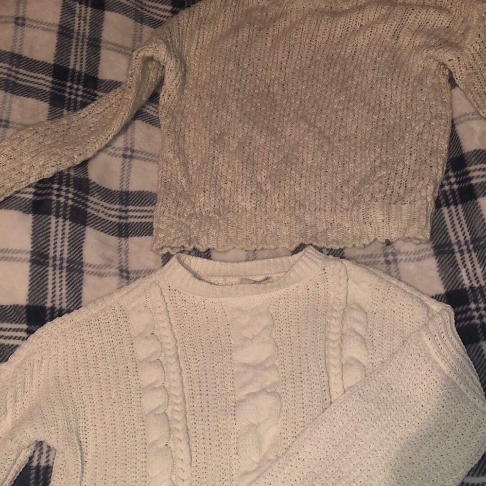 Two cream sweater set